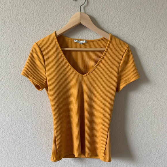 Yellow V-Neck Knit Top - Picture 1 of 4